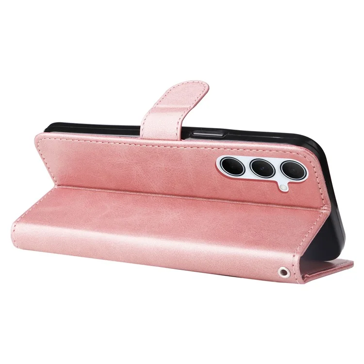 Étui portefeuille zippé en cuir PU texturé veau pour Samsung Galaxy A56 5G / A36 5G - Rose