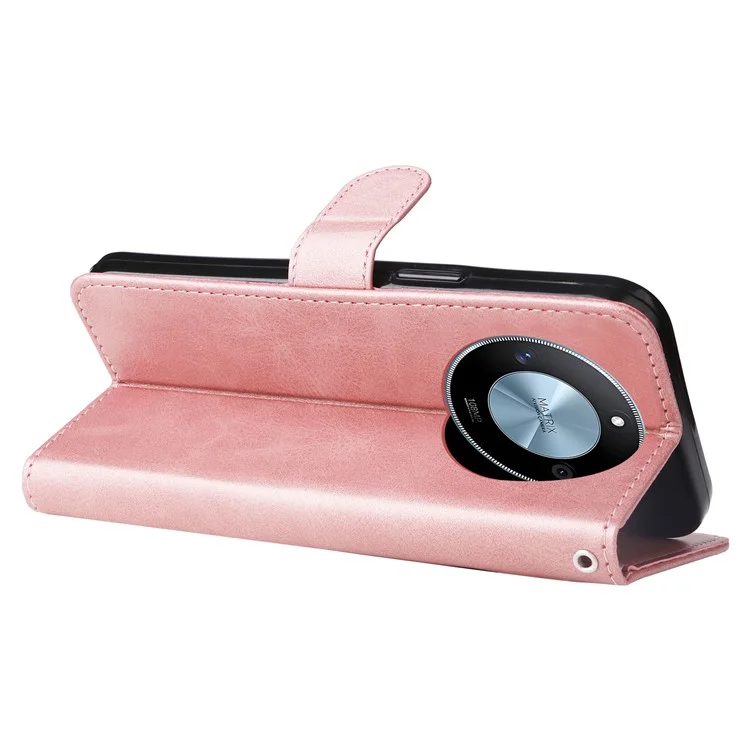 Custodia per telefono For Honor X60 5G con cerniera, texture in pelle di vitello PU - Rosa