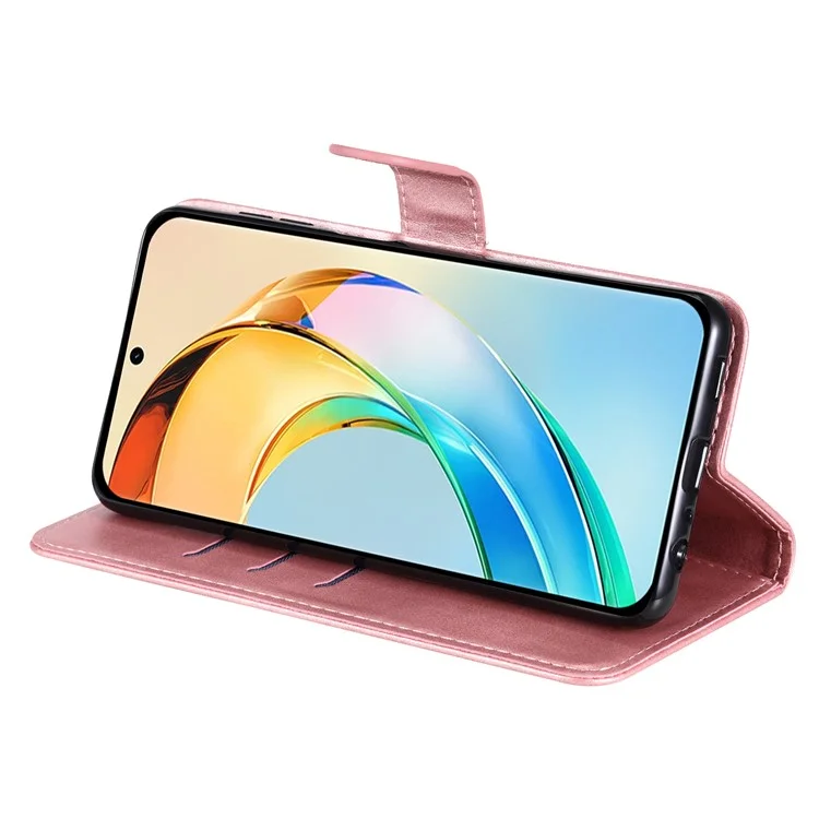 Custodia per telefono For Honor X60 5G con cerniera, texture in pelle di vitello PU - Rosa