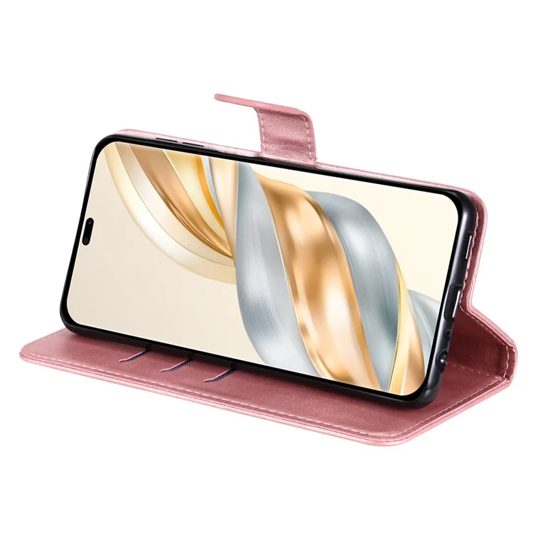 Чехол-бумажник на молнии для Honor Magic7 Lite 5G / X9c 5G / X60 Pro 5G, кожа под теленка, цвет - розовый