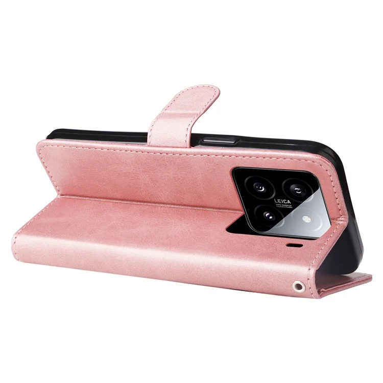 Für Xiaomi 15 Hülle Reißverschluss-Geldbörse Kalbsleder-Textur PU-Leder Handyhülle - Pink