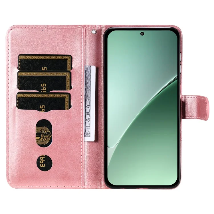 Für Xiaomi 15 Pro Case Reißverschluss-Geldbörse Kalbleder-Textur PU-Leder Handyhülle - Pink
