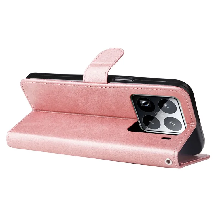 Für Xiaomi 15 Pro Case Reißverschluss-Geldbörse Kalbleder-Textur PU-Leder Handyhülle - Pink