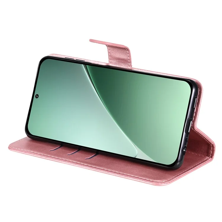 Für Xiaomi 15 Pro Case Reißverschluss-Geldbörse Kalbleder-Textur PU-Leder Handyhülle - Pink