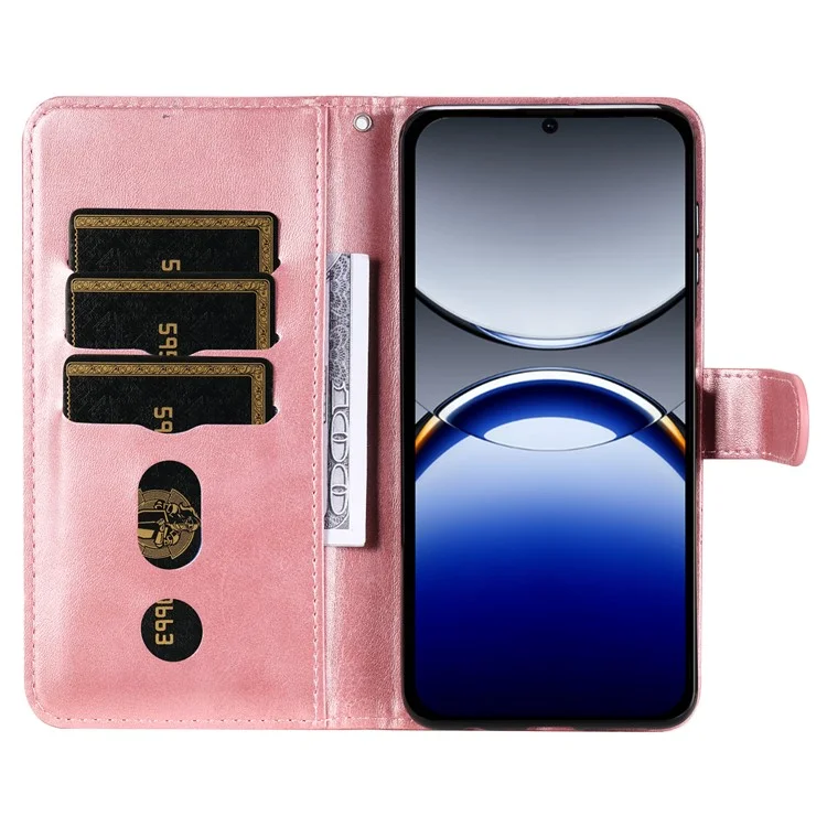 Für Oppo Find X8 Pro 5G Hülle Reißverschlussbrieftasche Kalbleder-Textur PU-Leder Handyhülle - Pink