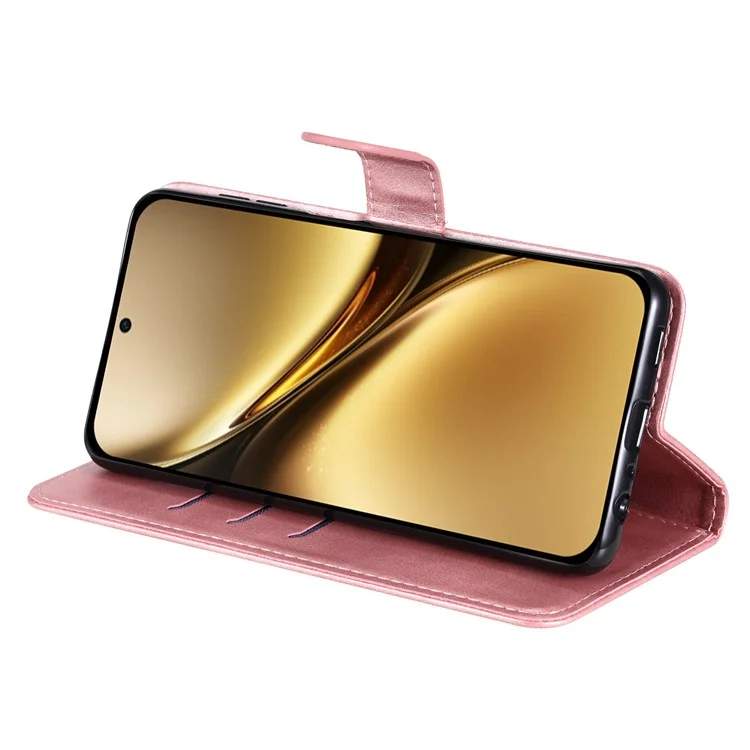 Capa para vivo X200 Pro 5G Carteira com Zíper Textura de Bezerro Couro PU - Rosa