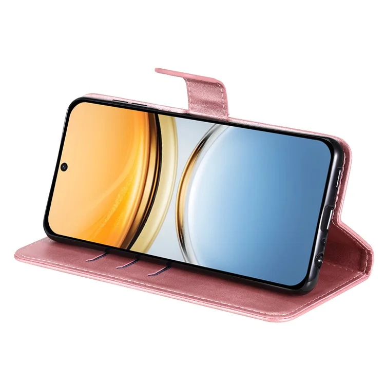 Capa para vivo Y300 Pro 5G Carteira com Zíper Textura de Couro de Bezerro PU - Rosa