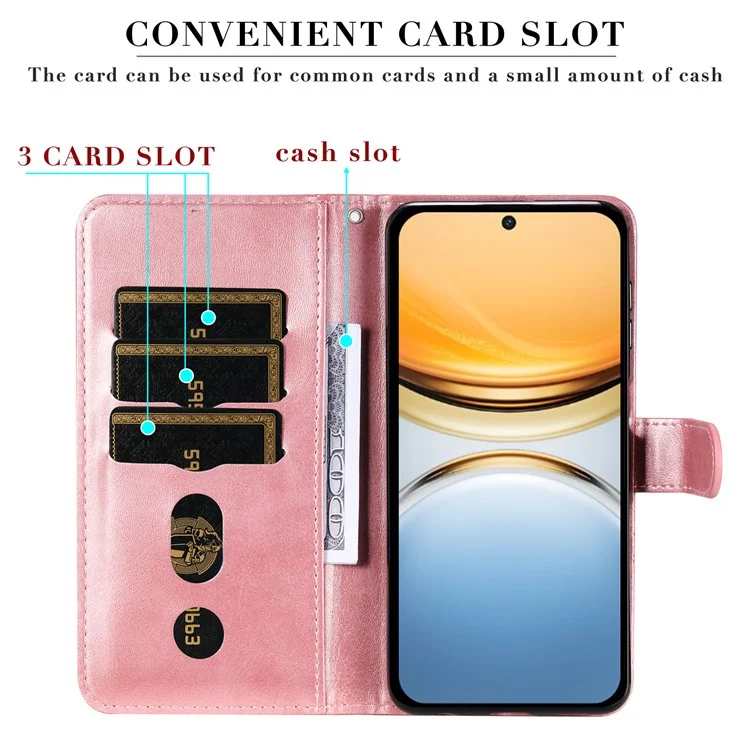 Capa para vivo Y300 Pro 5G Carteira com Zíper Textura de Couro de Bezerro PU - Rosa