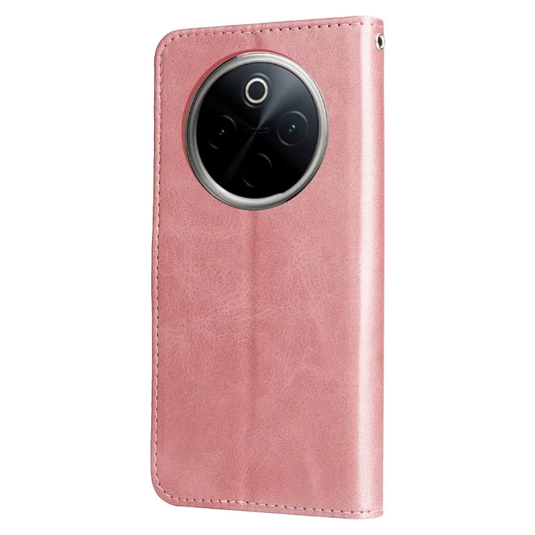 Capa para OnePlus 13 com zíper e carteira, textura de bezerro em couro PU - Rosa
