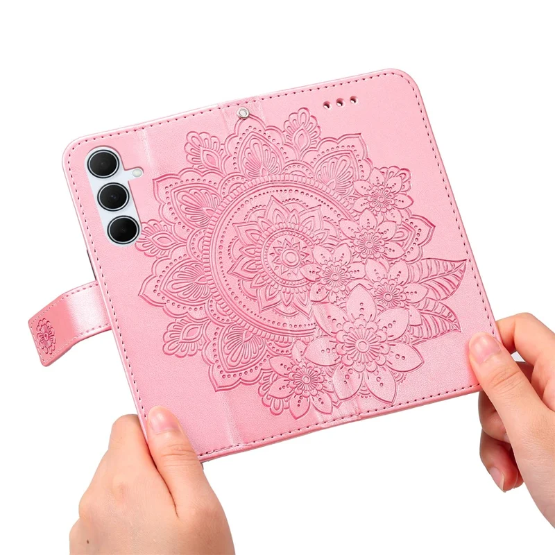 For Samsung Galaxy A56 5G Case Floral Pattern PU Leather Wallet Stand Phone Cover - Pink