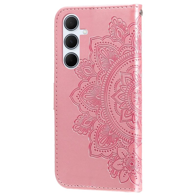 For Samsung Galaxy A56 5G Case Floral Pattern PU Leather Wallet Stand Phone Cover - Pink