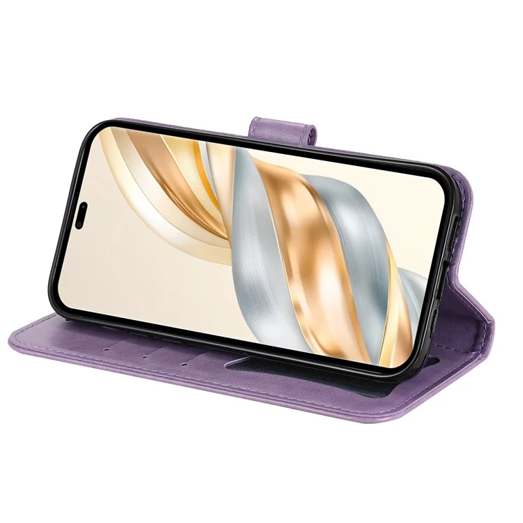Funda de cuero para Honor Magic7 Lite 5G / X9c 5G / X60 Pro 5G - Funda de teléfono con flores - Morado