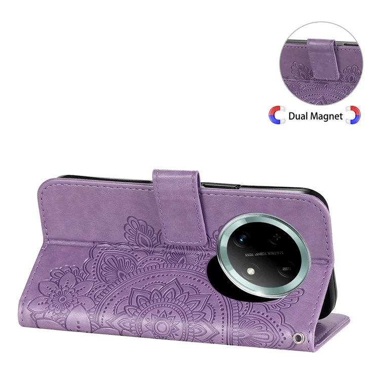 Funda de cuero para Honor Magic7 Lite 5G / X9c 5G / X60 Pro 5G - Funda de teléfono con flores - Morado