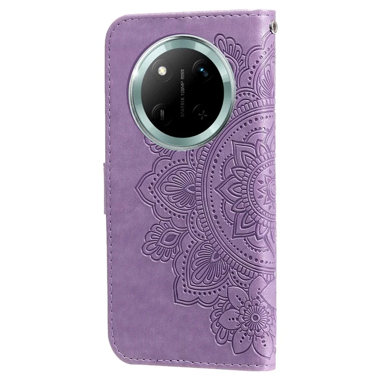 Funda de cuero para Honor Magic7 Lite 5G / X9c 5G / X60 Pro 5G - Funda de teléfono con flores - Morado