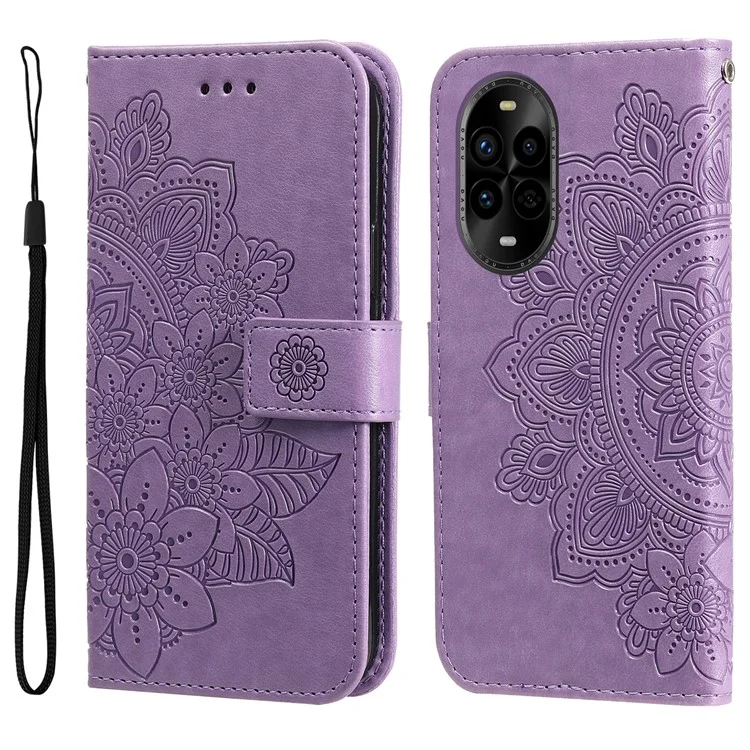 Capa para Huawei nova 13 Pro 5G de couro PU com carteira e proteção floral - Roxo