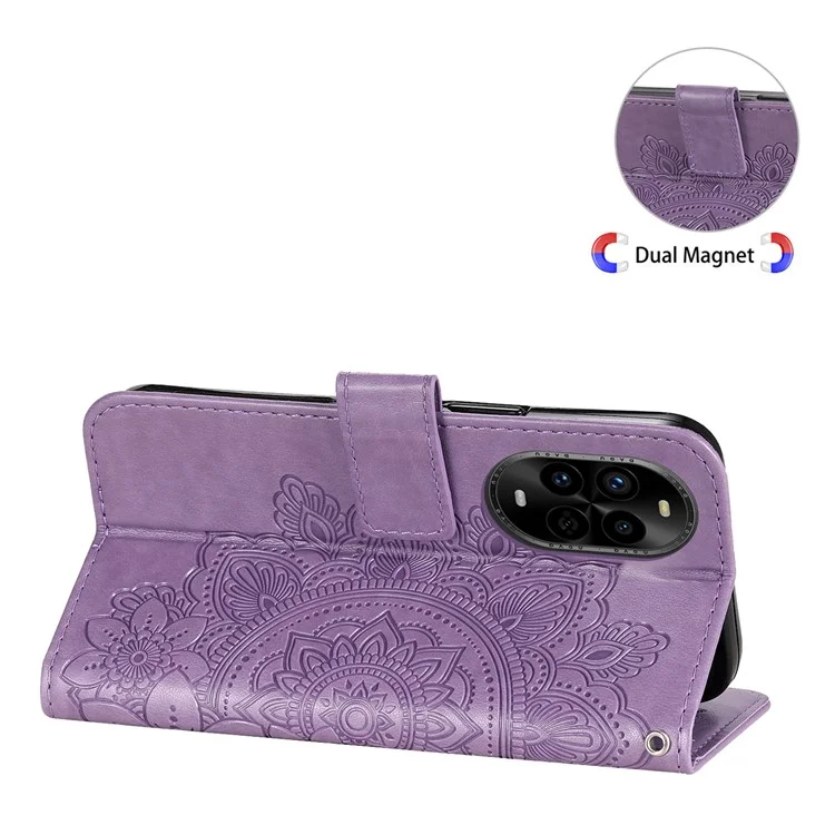 Capa para Huawei nova 13 Pro 5G de couro PU com carteira e proteção floral - Roxo