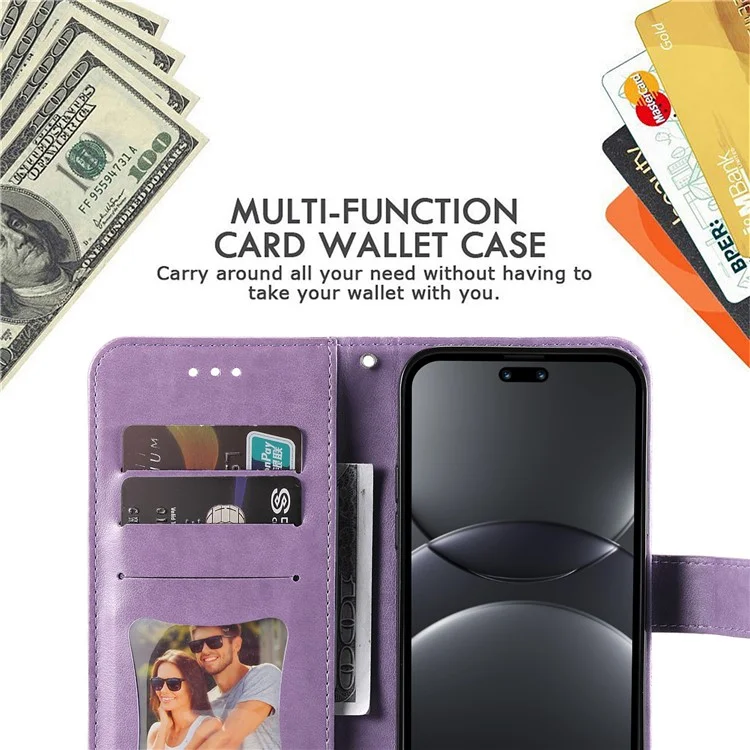 Capa para Huawei nova 13 Pro 5G de couro PU com carteira e proteção floral - Roxo
