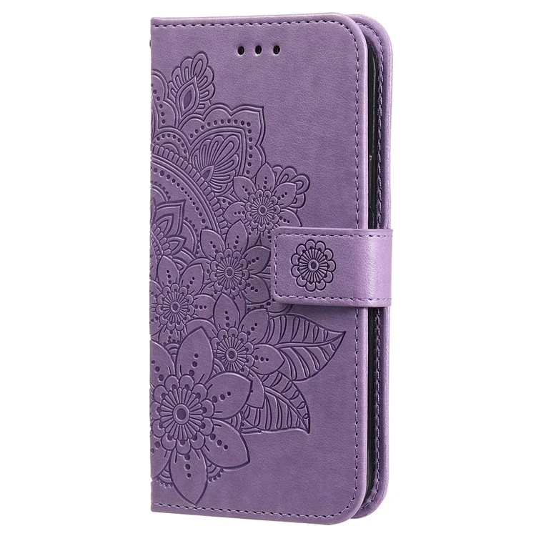 Capa para Huawei nova 13 Pro 5G de couro PU com carteira e proteção floral - Roxo