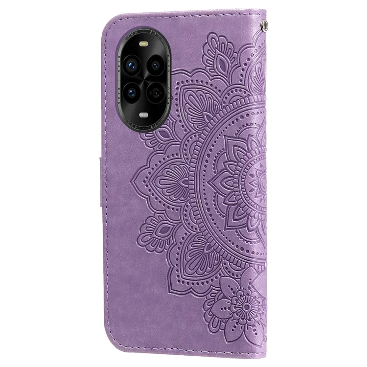 Capa para Huawei nova 13 Pro 5G de couro PU com carteira e proteção floral - Roxo