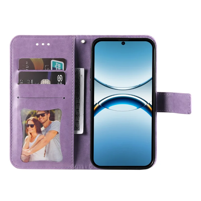Für Oppo Find X8 5G Hülle PU-Leder Geldbörse Blumen Handyhülle Ständer Ansicht - Lila
