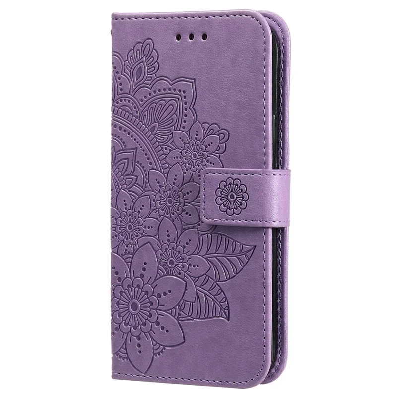 Für Oppo Find X8 5G Hülle PU-Leder Geldbörse Blumen Handyhülle Ständer Ansicht - Lila