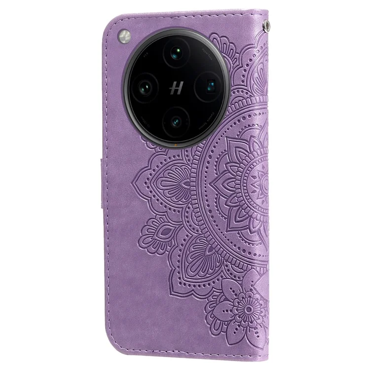 Étui portefeuille en cuir PU avec motif floral et support pour Oppo Find X8 Pro 5G - Violet
