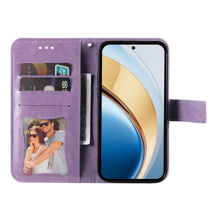 Custodia in pelle per vivo Y300 5G / Y200 5G / V40 Lite (Indonesia) 5G / 4G Flower Phone Cover - Viola