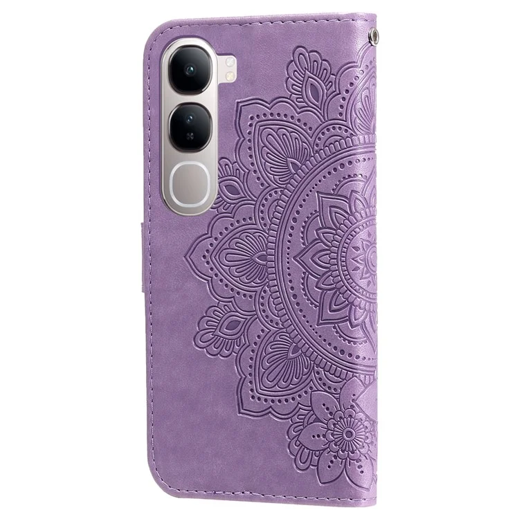 Custodia in pelle per vivo Y300 5G / Y200 5G / V40 Lite (Indonesia) 5G / 4G Flower Phone Cover - Viola