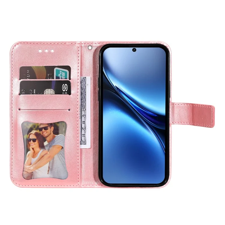Étui pour vivo X200 5G en cuir PU, étui de téléphone à motif floral avec support - Rose