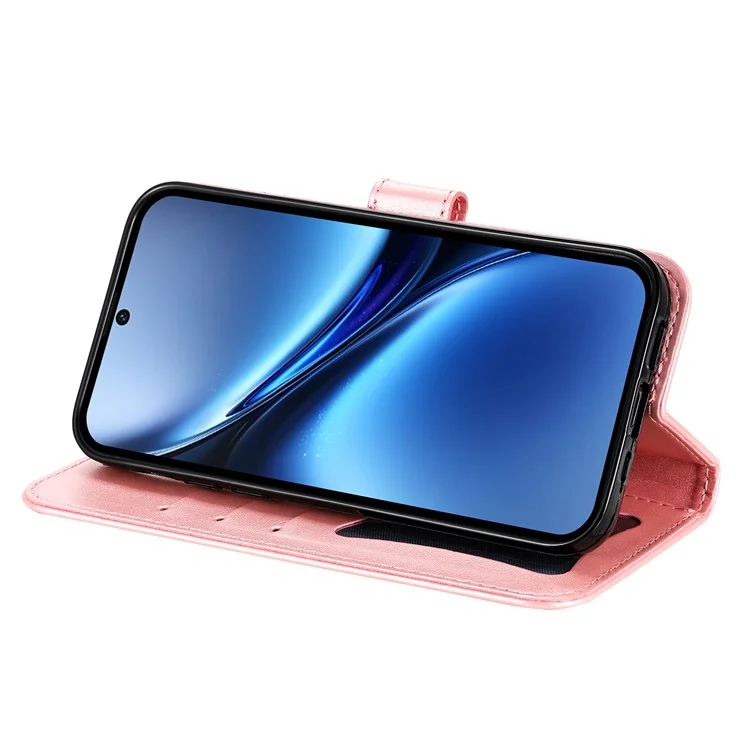Étui pour vivo X200 5G en cuir PU, étui de téléphone à motif floral avec support - Rose