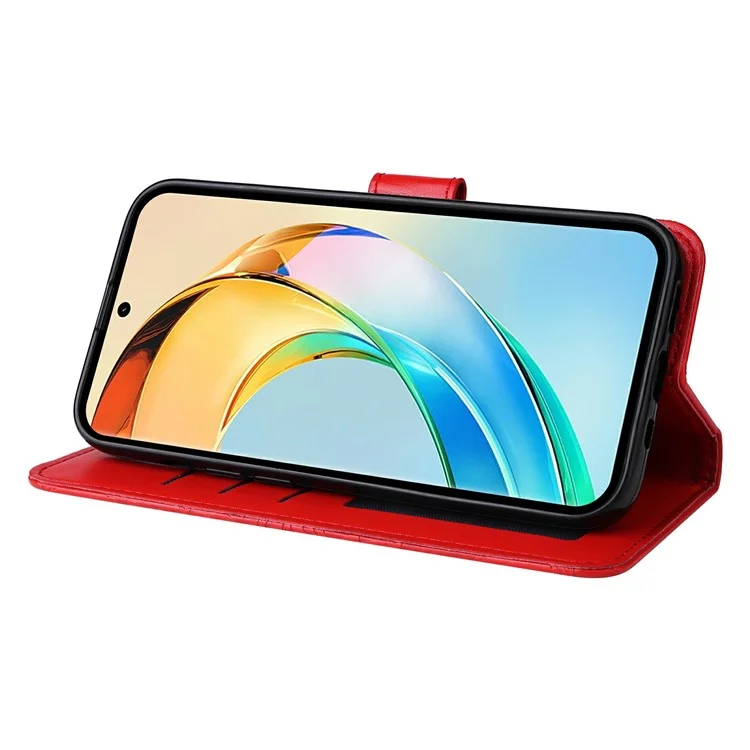 Capa para telefone For Honor X60 5G com estampa de girassol e carteira de couro - Vermelho
