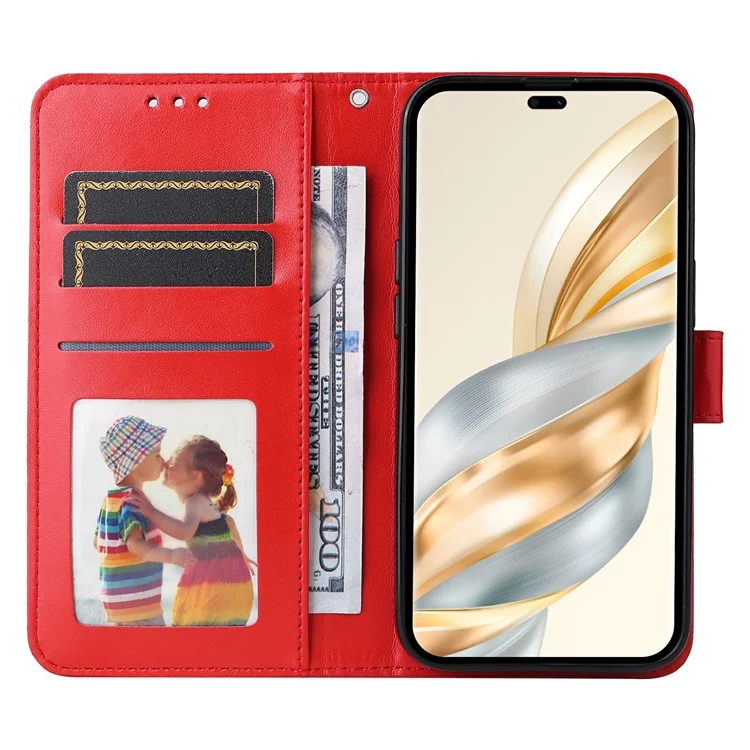 Funda de cuero para Honor Magic7 Lite 5G / X9c 5G / X60 Pro 5G Tapa de cartera con girasol - Rojo