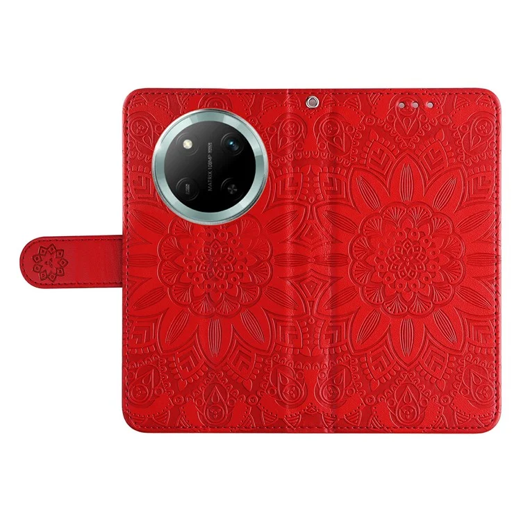 Funda de cuero para Honor Magic7 Lite 5G / X9c 5G / X60 Pro 5G Tapa de cartera con girasol - Rojo