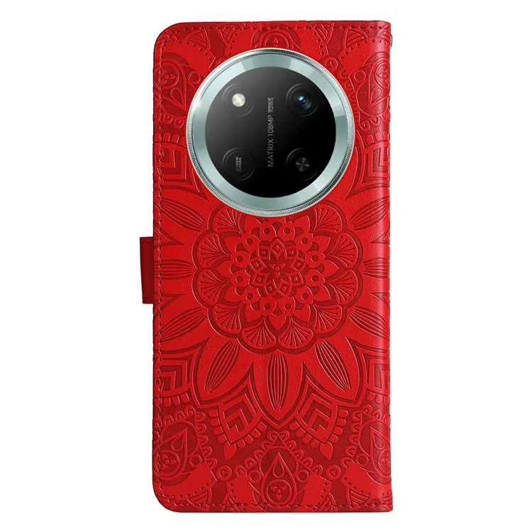 Funda de cuero para Honor Magic7 Lite 5G / X9c 5G / X60 Pro 5G Tapa de cartera con girasol - Rojo