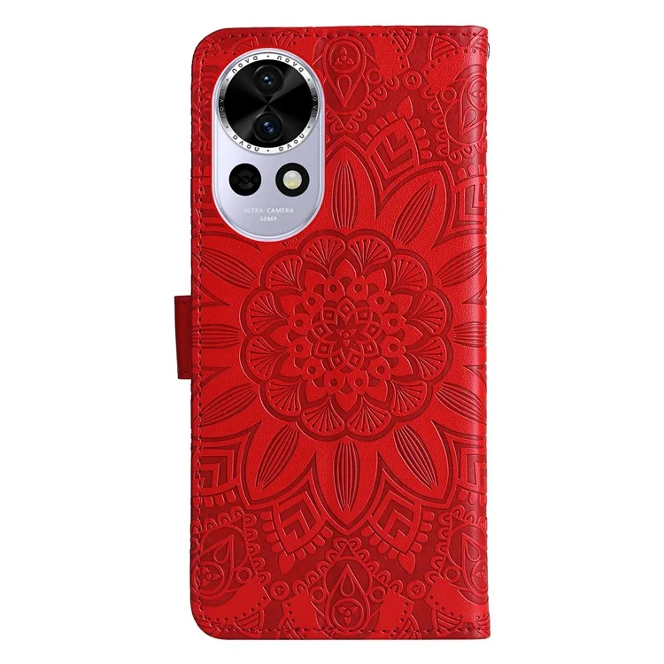 Для Huawei nova 13 5G / nova 12 5G Чехол-бумажник с тиснением подсолнуха - Красный