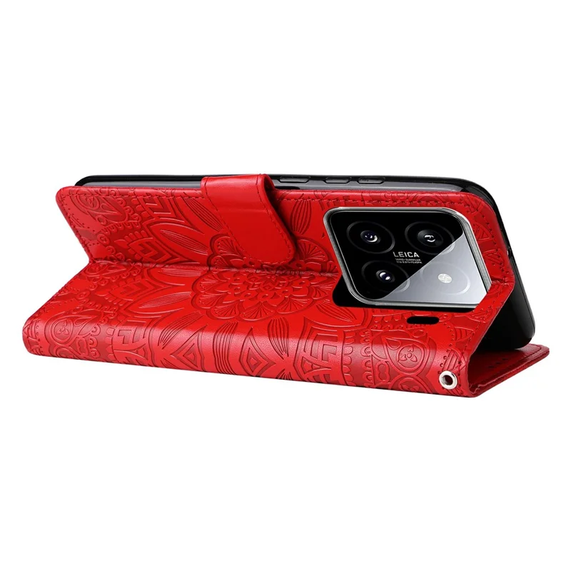 For Xiaomi 15 Case Sunflower Imprint Leather Wallet Phone Cover - Red