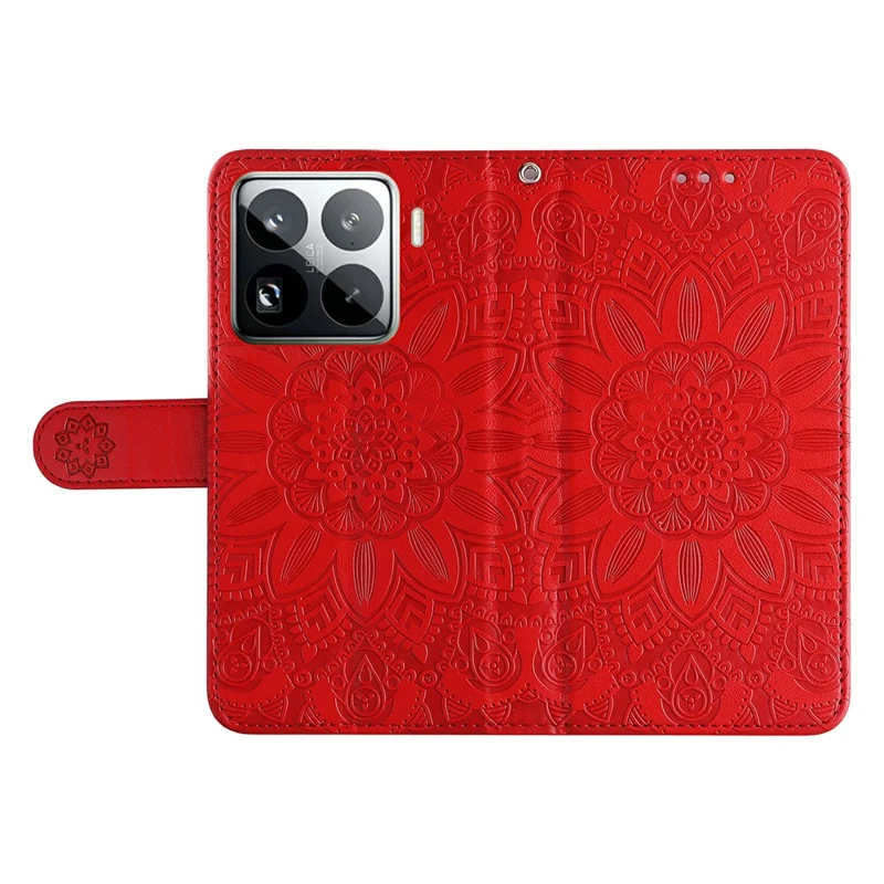 For Xiaomi 15 Pro Case Sunflower Imprint Leather Wallet Phone Cover - Red