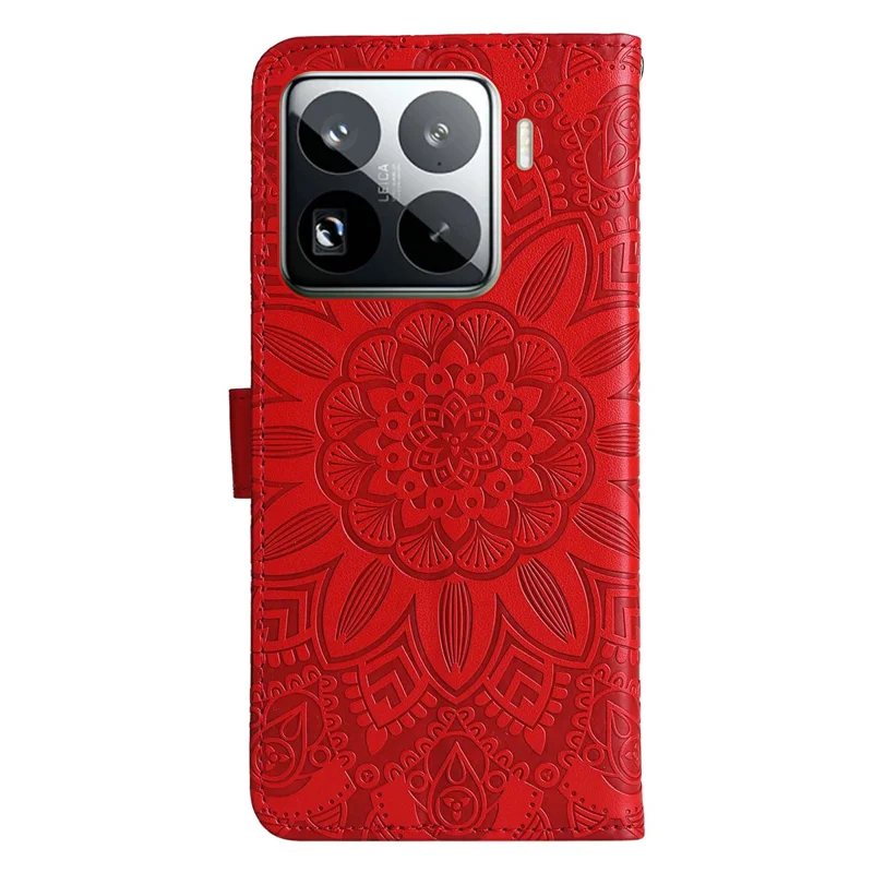 For Xiaomi 15 Pro Case Sunflower Imprint Leather Wallet Phone Cover - Red