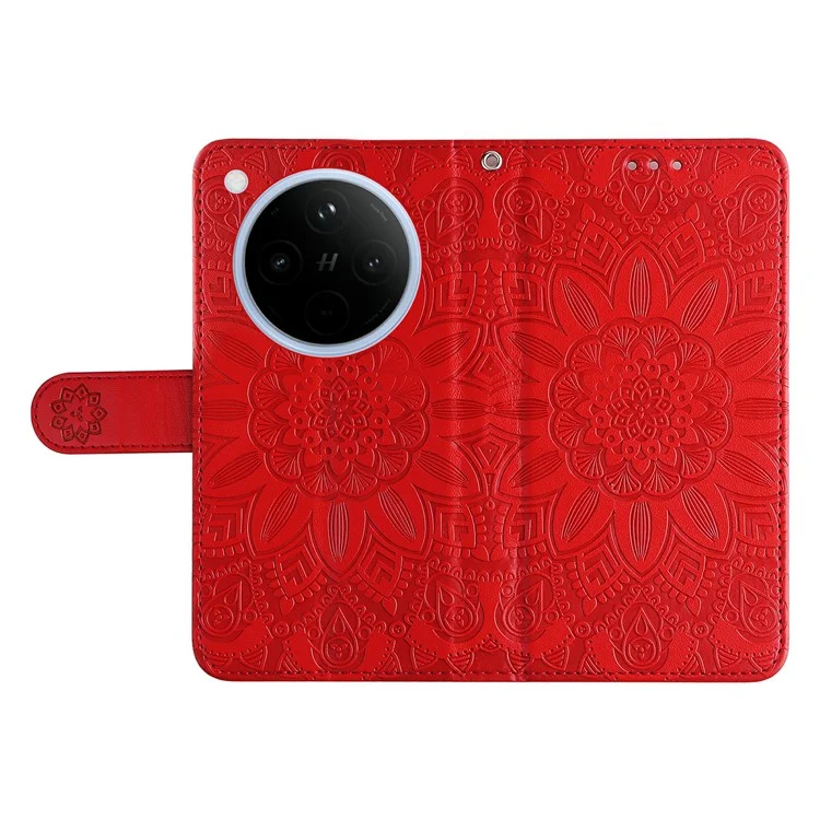 Funda para Oppo Find X8 5G con estampado de girasol y billetera de cuero - Rojo