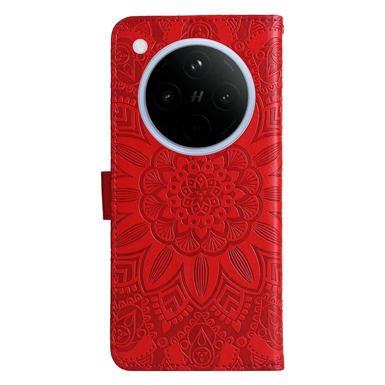 Funda para Oppo Find X8 5G con estampado de girasol y billetera de cuero - Rojo