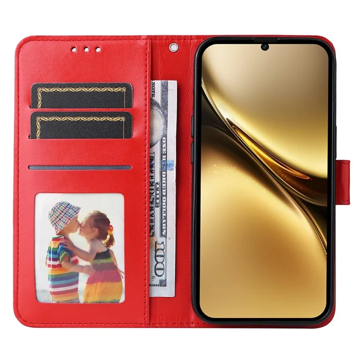 Étui pour vivo X200 5G avec motif de tournesol en cuir, housse de téléphone style portefeuille - Rouge