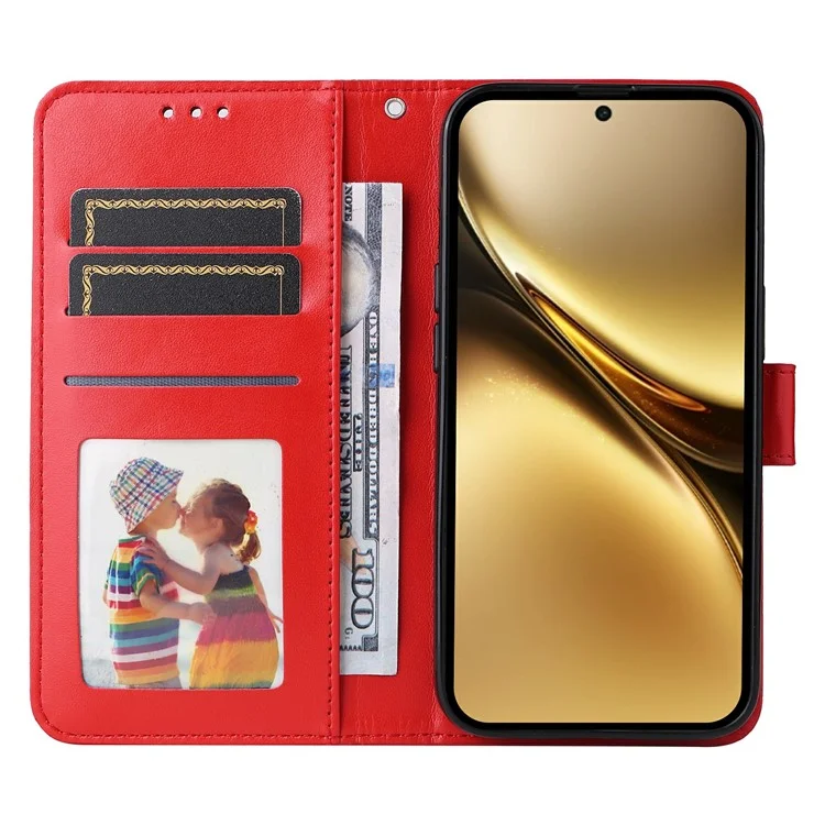 Для чехла Vivo X200 Pro 5G Кожаный бумажник с тиснением подсолнуха - Красный