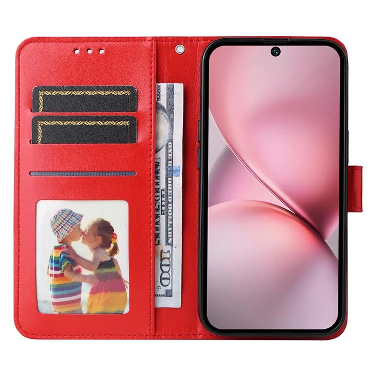 Funda de cartera de cuero con estampado de girasol para el vivo X200 Pro mini 5G - Rojo
