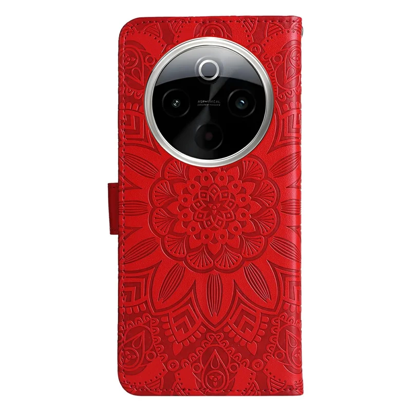 Für vivo Y300 Pro 5G Hülle Sonnenblumen-Prägung Leder Brieftasche Handyhülle - Rot
