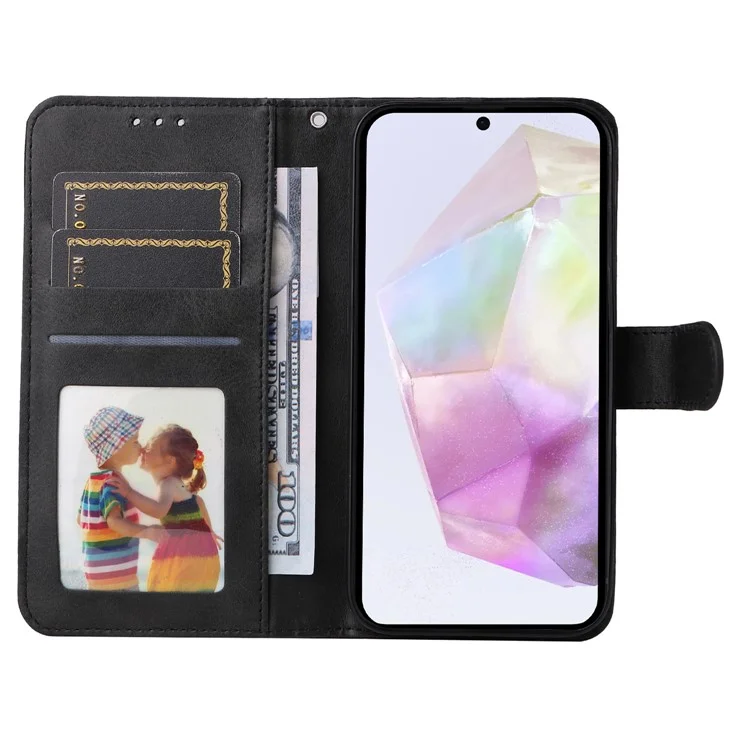 Für Samsung Galaxy A56 5G / A36 5G Hülle Wallet PU Leder Folio Flip Handyhülle - Schwarz