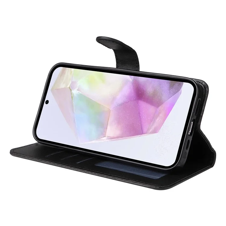 Für Samsung Galaxy A56 5G / A36 5G Hülle Wallet PU Leder Folio Flip Handyhülle - Schwarz