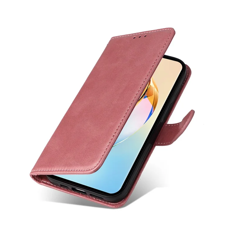 For Honor X60 5G Case Wallet PU Leather Folio Flip Phone Cover - Pink