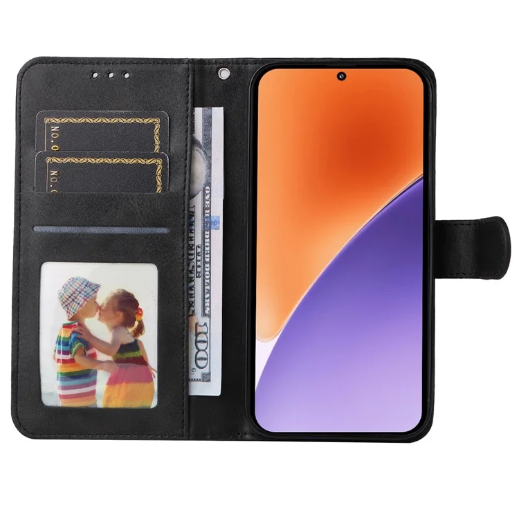 Für Xiaomi 15 Hülle Brieftasche PU-Leder Folio Flip Handyhülle - Schwarz
