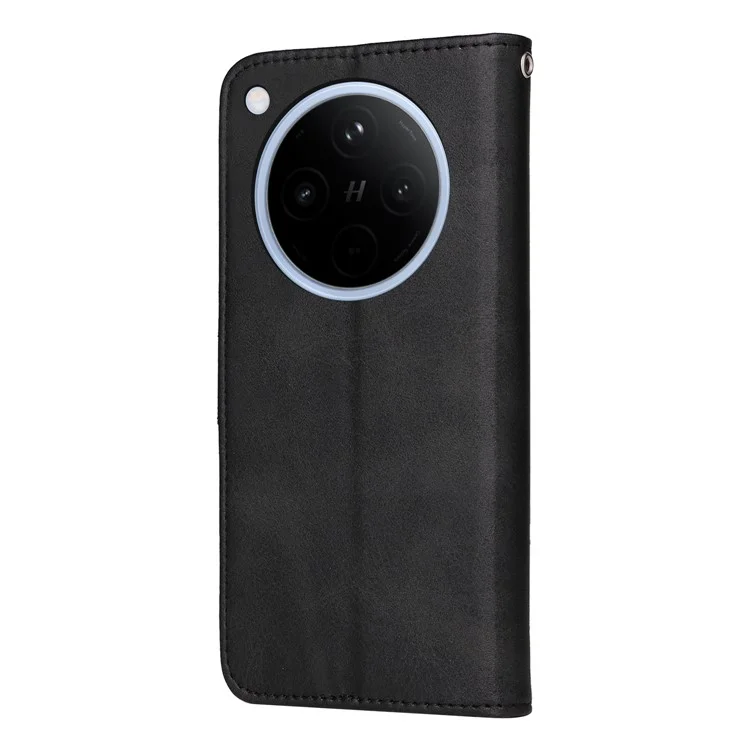 Funda de cartera de cuero PU para Oppo Find X8 5G, tapa abatible - Negro