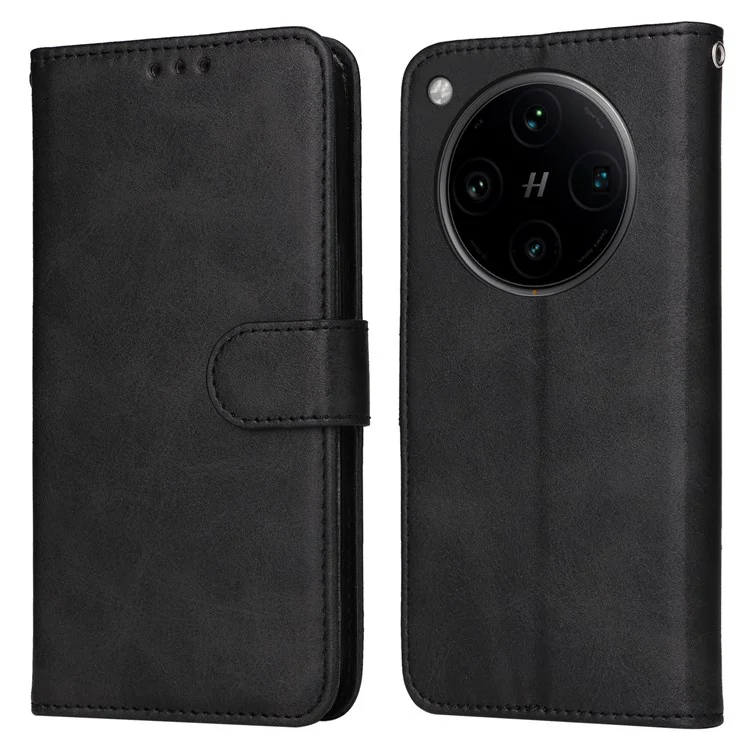Funda de cartera de cuero de PU con tapa plegable para Oppo Find X8 Pro 5G - Negro